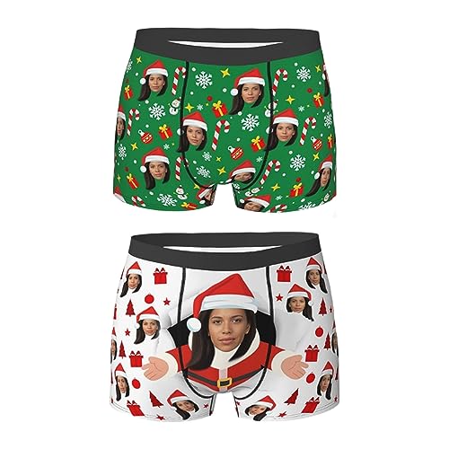 Naispanda 2 Pack Personalisierte Boxershorts mit Foto, Benutzerdefinierte Briefs mit Foto Iustige Boxershorts Unterhosen Briefs Personalisierte Geschenke für Männer Ehemann Vater Freund ihn von Naispanda