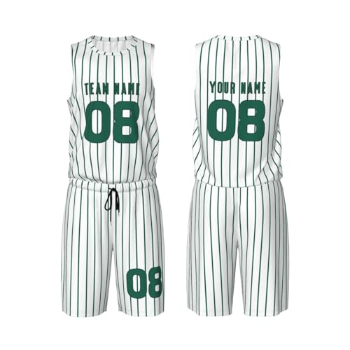 Naispanda Benutzerdefiniert Basketball Trikot und Shorts Herren Set, Basketball ärmellose Anzug Basketball Sportbekleidung Damen von Naispanda