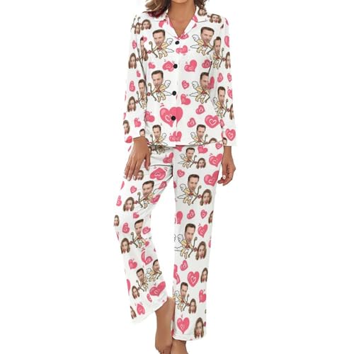 Naispanda Benutzerdefinierte Frauen Pyjama Set mit Foto Gesicht Personalisierte Foto PJs für Frauen Sets Personalisiert Loungewear Anpassen Damen Nachtwäsche Schlafbekleidung Lounge Wear Sets Größe von Naispanda