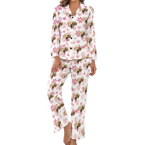 Naispanda Benutzerdefinierte Frauen Pyjama Set mit Foto Gesicht Personalisierte Foto PJs für Frauen Sets Personalisiert Loungewear Anpassen Damen Nachtwäsche Schlafbekleidung Lounge Wear Sets Größe von Naispanda