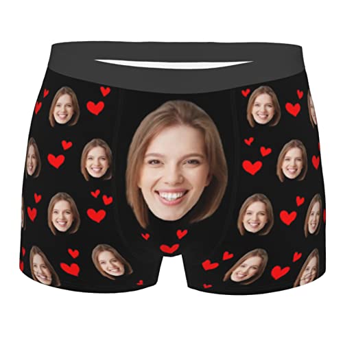 Naispanda Benutzerdefinierte Herren Boxershorts mit Foto lustiges Gesicht personalisierte Unterwäsche individuelle Shorts Unterhose für Männer Freund Ehemann Geburtstag von Naispanda