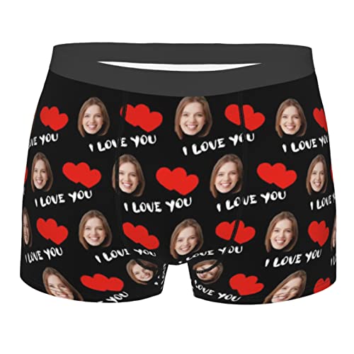 Naispanda Benutzerdefinierte Ich Liebe Dich Herren Boxershorts mit Foto lustiges Gesicht personalisierte Unterwäsche individuelle Shorts Unterhose für Männer Freund Ehemann Geburtstag von Naispanda