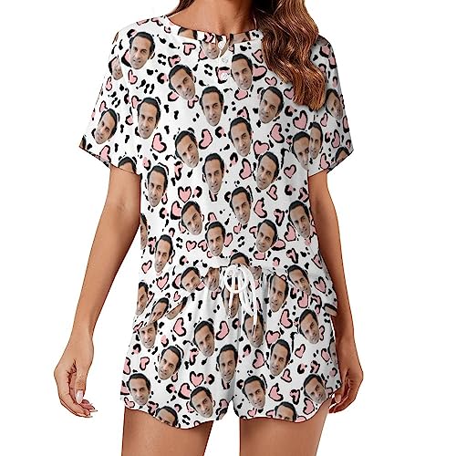 Naispanda Custom Damen Pyjama Set mit Foto Gesicht Personalisierte Foto Damen Pyjama Shorts PJs für Damen Sets individuelle Teenager 2 teilige Sommer Nachtwäsche Loungewear Geschenke Größe - S von Naispanda