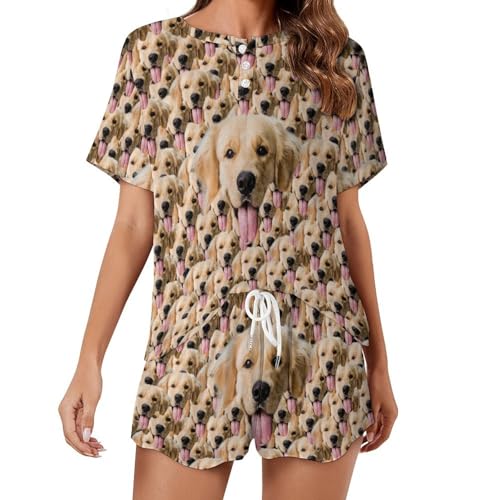 Naispanda Custom Damen Pyjama Set mit Foto Gesicht Personalisierte Foto Damen Pyjama Shorts PJs für Damen Sets individuelle Teenager 2 teilige Sommer Nachtwäsche Loungewear Geschenke Größe von Naispanda
