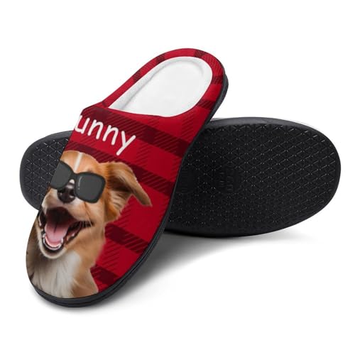 Naispanda Hausschuhe Personalisierte Baumwoll Hausschuhe für Damen und Herren Baumwolle Slip auf Haus Hausschuhe, für Geschenke zum Valentinstag von Naispanda