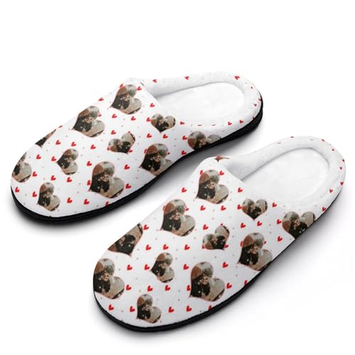 Naispanda Hausschuhe Personalisierte Baumwoll Hausschuhe für Damen und Herren Baumwolle Slip auf Haus Hausschuhe, für Geschenke zum Valentinstag von Naispanda