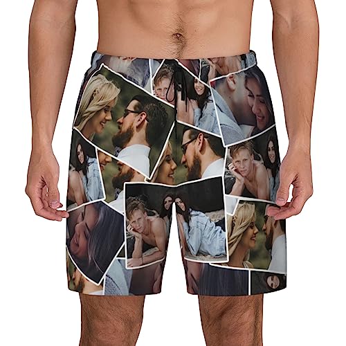 Naispanda Herren Badehose Personalisiert mit Namen mit Kompression Liner 2 in 1 Atmungsaktiv Badeshorts Männer Elastisch Trainingsshorts Verstellbar Tunnelzug mit Reißverschlusstaschen von Naispanda