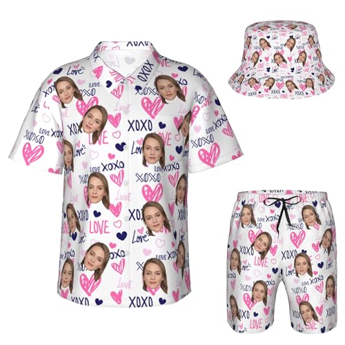 Naispanda Personalisieren Sie das Hawaii-Hemd- und Shorts-Set für Herren mit Foto Gesicht Personalisiertes Strand-Hawaii-Hemd-Set von Naispanda