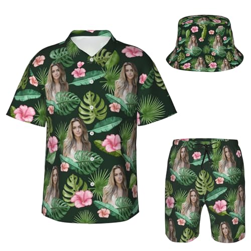 Naispanda Personalisieren Sie das Hawaii-Hemd- und Shorts-Set für Herren mit Foto Gesicht Personalisiertes Strand-Hawaii-Hemd-Set von Naispanda