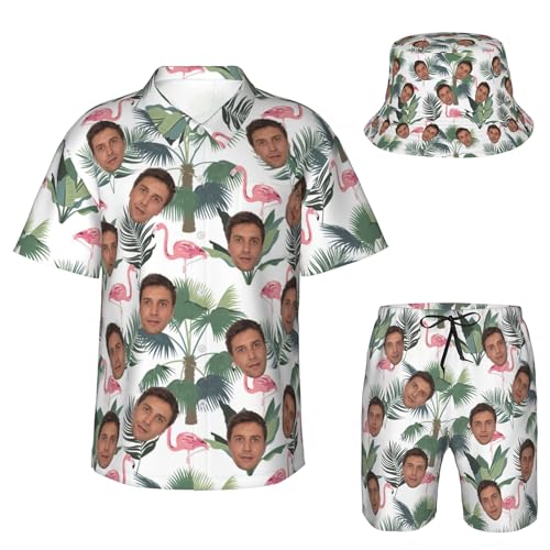 Naispanda Personalisieren Sie das Hawaii-Hemd- und Shorts-Set für Herren mit Foto Gesicht Personalisiertes Strand-Hawaii-Hemd-Set von Naispanda