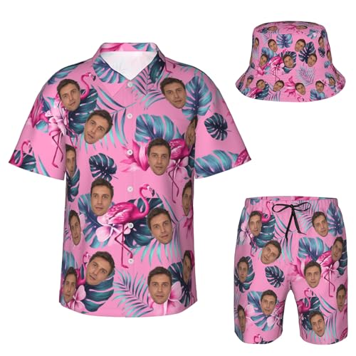 Naispanda Personalisieren Sie das Hawaii-Hemd- und Shorts-Set für Herren mit Foto Gesicht Personalisiertes Strand-Hawaii-Hemd-Set von Naispanda