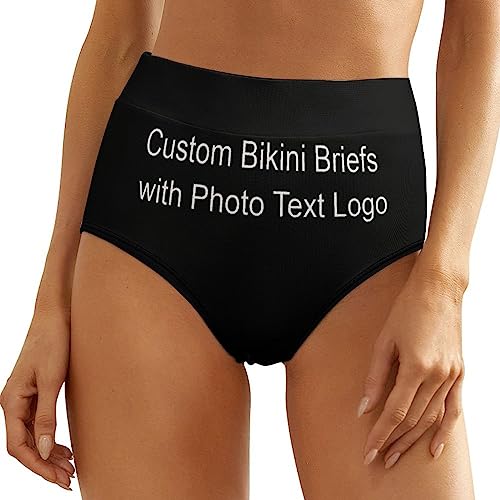 Naispanda Personalisiert Foto Damen Unterwäsche mit hoher Taille, personalisierte Damen Bikini Slips mit Foto Text, Schlüpfer Badehose für Teenager, Mädchen, Paare von Naispanda