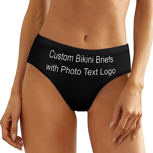 Naispanda Personalisiert Foto Damen Unterwäsche mit niedriger Taille, personalisierte Damen Bikini Slips mit Foto Text, Schlüpfer Badehose für Teenager, Mädchen, Paare von Naispanda