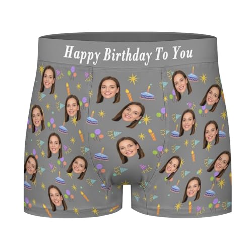 Naispanda Personalisiert Herren Boxershorts Unterhosen Unterwäsche, Unterhose Mit Gesicht Bedrucken Personalisierte Lustige Geschenk für Ehemann Weihnachten Valentinstag, XL von Naispanda