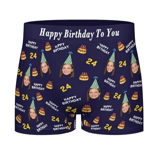 Naispanda Personalisiert Herren Boxershorts Unterhosen mit Gesicht Bedrucken, Personalisierte Unterhose Herren Geschenk für Ehemann Weihnachten Valentinstag, XL von Naispanda