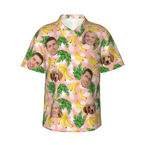 Naispanda Personalisiert Herren Hawaiihemd mit Gesicht Foto, Hawaii Hemden Personalisiertes für Männer, Personalisierte Foto Hemden mit kurzen Ärmeln, Button Down Hemden im Hawaii-Stil für Männer von Naispanda