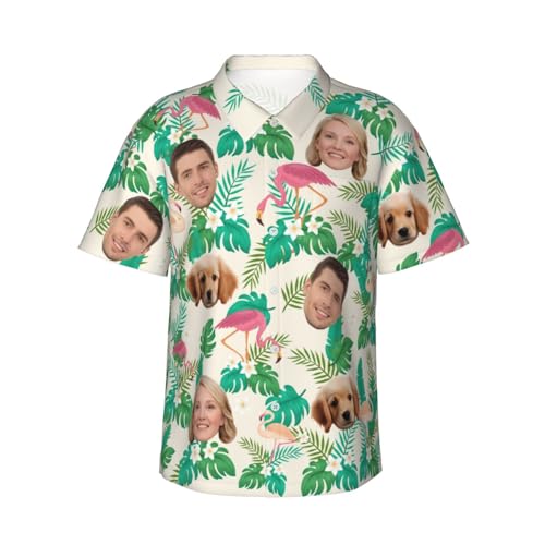 Naispanda Personalisiert Herren Hawaiihemd mit Gesicht Foto, Hawaii Hemden Personalisiertes für Männer, Personalisierte Foto Hemden mit kurzen Ärmeln, Button Down Hemden im Hawaii-Stil für Männer von Naispanda