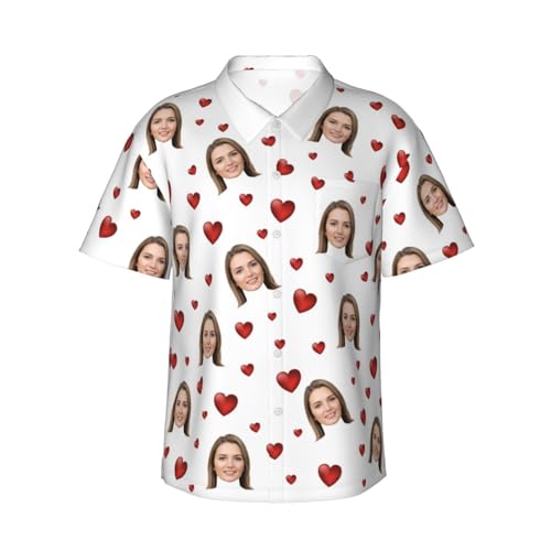 Naispanda Personalisiert Herren Hawaiihemd mit Gesicht Foto, Hawaii Hemden Personalisiertes für Männer, Personalisierte Foto Hemden mit kurzen Ärmeln, Button Down Hemden im Hawaii-Stil für Männer von Naispanda