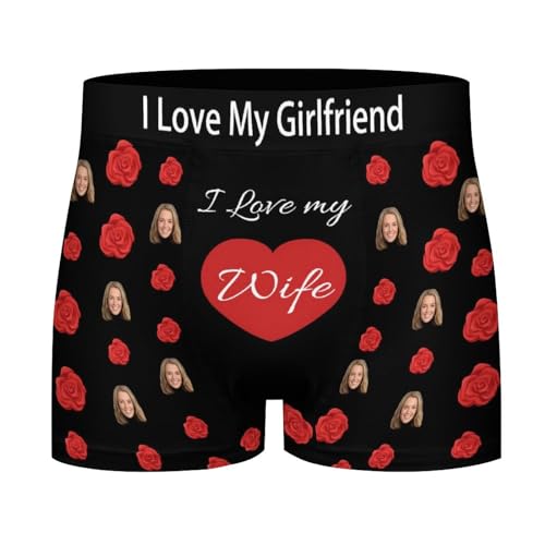 Naispanda Personalisiert Unterhose Männer Boxershorts Unterhose mit Gesicht Foto Bedrucken, Personalisierte Unterhose Herren Geschenk für Ehemann Weihnachten Valentinstag, 2XL von Naispanda