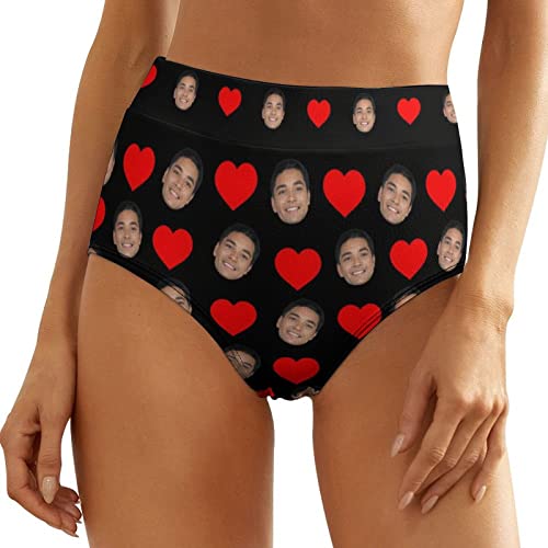 Naispanda Personalisierte Foto Damen Unterwäsche mit hoher Taille Damen Bikini Slips mit Foto Gesicht individuelle Höschen Badehose für Teenager Mädchen Valentinstag Weihnachten Geburtstags Geschenke von Naispanda