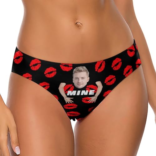 Naispanda Personalisierte Frauen Bikini Slip mit Foto Gesicht, Benutzerdefinierte Frauen Neuheit Unterwäsche Tangas Personalisierte Frauen Frau Freundin, L von Naispanda