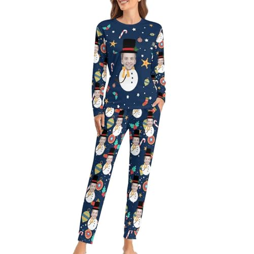 Naispanda Personalisierte Frauen Pyjama Set mit Foto Gesicht Personalisiert Foto PJs für Frauen Nachtwäsche Sets für Frauen von Naispanda