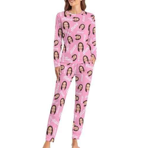 Naispanda Personalisierte Frauen Pyjama Set mit Foto Gesicht Personalisiert Foto PJs für Frauen Nachtwäsche Sets für Frauen von Naispanda