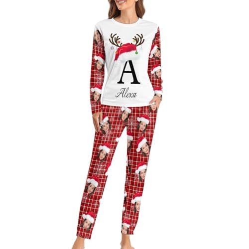 Naispanda Personalisierte Frauen Pyjama Set mit Foto Gesicht Personalisiert Foto PJs für Frauen Nachtwäsche Sets für Frauen von Naispanda