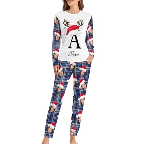 Naispanda Personalisierte Frauen Pyjama Set mit Foto Gesicht Personalisiert Foto PJs für Frauen Nachtwäsche Sets für Frauen von Naispanda
