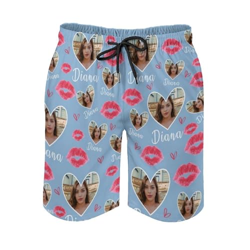 Naispanda Personalisierte Herren Badehose mit Foto Bild Text, personalisierte Board Shorts Mesh-Futter Taschen Quick Dry Beach Badeshorts, personalisierte Geschenke für Männer Freund Ehemann, L von Naispanda