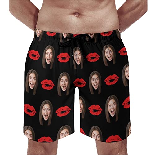 Naispanda Personalisierte Strandshorts Custom Herren Schwimmshorts mit Foto Gesicht Foto Gesicht Schwimmshorts lustige Strand Shorts Board Shorts Custom Funny Geschenke für Männer von Naispanda