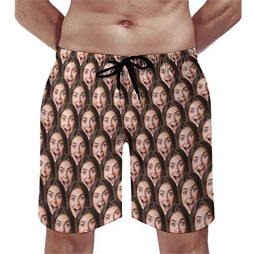 Naispanda Personalisierte Strandshorts Custom Herren Schwimmshorts mit Foto Gesicht Foto Gesicht Schwimmshorts lustige Strand Shorts Board Shorts Custom Funny Geschenke für Männer von Naispanda