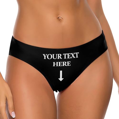 Naispanda Personalisierte Text Damen G-Strings Tangas Name Unterwäsche Hipster Bikini Slip personalisiert Damen Knickers T zurück Frau Freundin Valentinstag Weihnachten Geburtstag Geschenke Größe-M von Naispanda