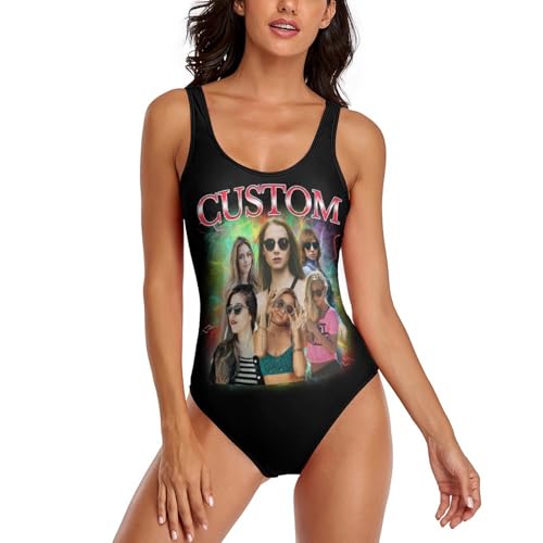 Naispanda Personalisierter Einteiliger Badeanzug Personalisiertes Schwimmkostüm für Frauen Benutzerdefinierte Foto-Bademode Personalisierter lustiger Badeanzug für Freundin und Ehefrau von Naispanda