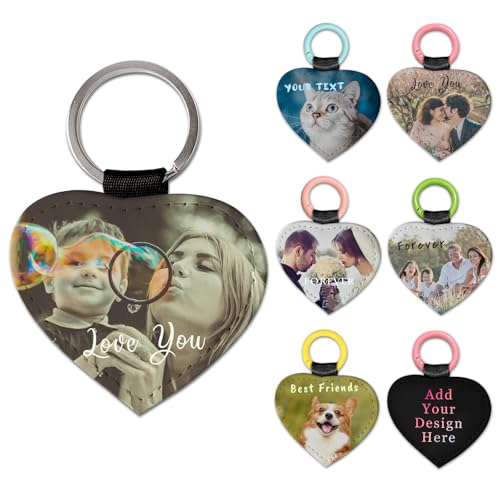 Naispanda Personalisierter Foto-/Text-Leder-Schlüsselanhänger, Schlüsselanhänger mit Name personalisiert für Personalisierte Geschenke Familie, Freunde, Paar von Naispanda