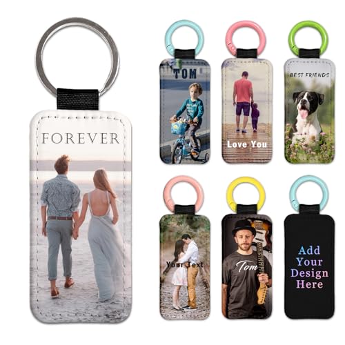 Naispanda Personalisierter Foto-/Text-Leder-Schlüsselanhänger, Schlüsselanhänger mit Name personalisiert für Personalisierte Geschenke Familie, Freunde, Paar von Naispanda