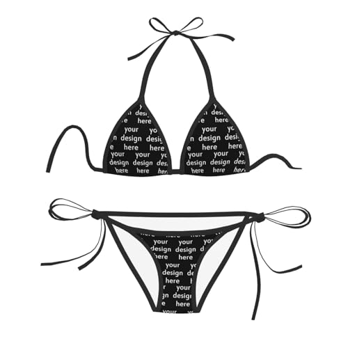 Naispanda Personalisiertes Bikini Badeanzug Set mit Gesichtern, Personalisierte Gesichts Badeanzüge für Frauen, Personalisierte Badebekleidung Damen Triangel-Bikini mit Seitlichem String von Naispanda
