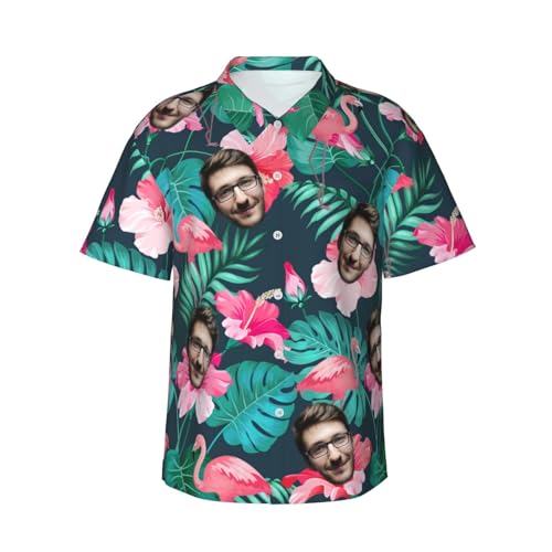 Naispanda Personalisiertes Hawaiihemd mit Gesicht, Personalisierte Herren Hawaii Hemden mit tropischen Blumen, Personalisierte Strand-Hemden, Kurze Ärmel, Button-Down-Hawaii-Hemden von Naispanda