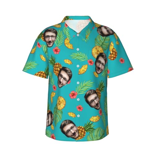 Naispanda Personalisiertes Hawaiihemd mit Gesicht, Personalisierte Herren Hawaii Hemden mit tropischen Blumen, Personalisierte Strand-Hemden, Kurze Ärmel, Button-Down-Hawaii-Hemden von Naispanda