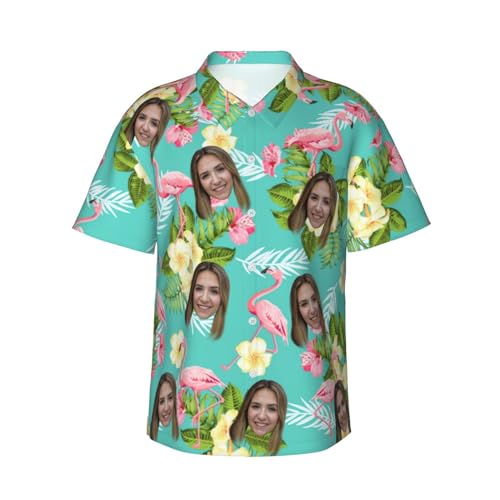 Naispanda Personalisiertes Hawaiihemd mit Gesicht, Personalisierte Herren Hawaii Hemden mit tropischen Blumen, Personalisierte Strand-Hemden, Kurze Ärmel, Button-Down-Hawaii-Hemden von Naispanda