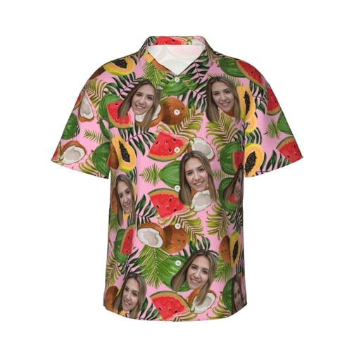 Naispanda Personalisiertes Hawaiihemd mit Gesicht, Personalisierte Herren Hawaii Hemden mit tropischen Blumen, Personalisierte Strand-Hemden, Kurze Ärmel, Button-Down-Hawaii-Hemden von Naispanda