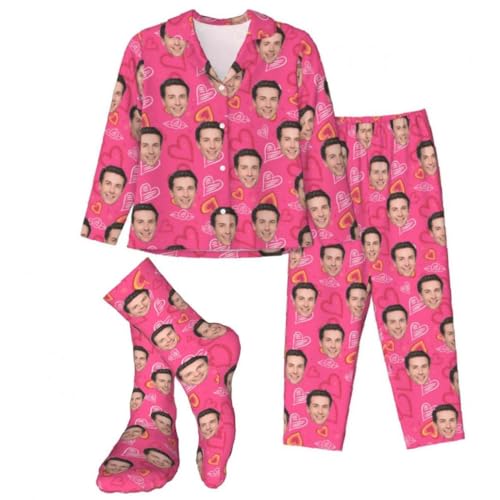 Naispanda Personalisiertes Pyjama-Set für Damen mit Fotogeschenken für die Familie. Individuelles, lustiges Nachtwäsche-Set mit Haustiergesicht und Langen Ärmeln. von Naispanda