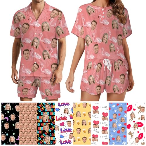 Naispanda Personalisiertes Pyjama Set für Frauen Personalisiertes Pyjama Set mit Foto für Frauen Personalisierter Foto Pyjama für Frauen Individuelle kurzärmlige Nachtwäsche Sets von Naispanda