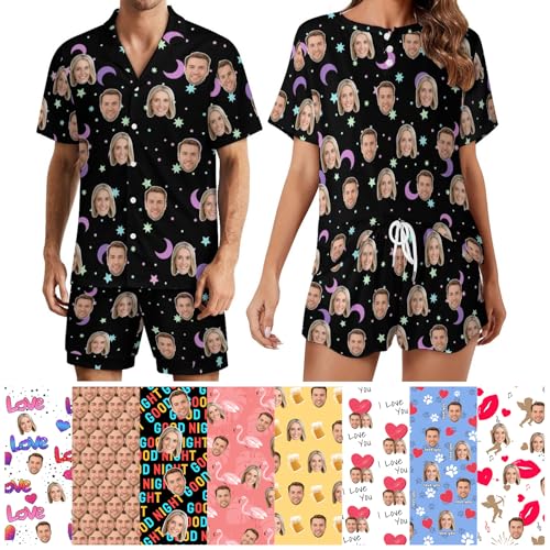 Naispanda Personalisiertes Pyjama Set für Frauen Personalisiertes Pyjama Set mit Foto für Frauen Personalisierter Foto Pyjama für Frauen Individuelle kurzärmlige Nachtwäsche Sets von Naispanda