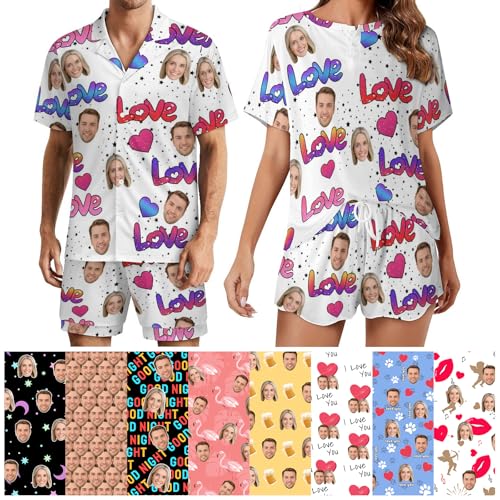 Naispanda Personalisiertes Pyjama Set für Frauen Personalisiertes Pyjama Set mit Foto für Frauen Personalisierter Foto Pyjama für Frauen Individuelle kurzärmlige Nachtwäsche Sets von Naispanda