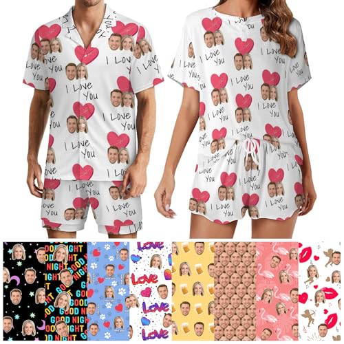 Naispanda Personalisiertes Pyjama Set für Frauen Personalisiertes Pyjama Set mit Foto für Frauen Personalisierter Foto Pyjama für Frauen Individuelle kurzärmlige Nachtwäsche Sets von Naispanda