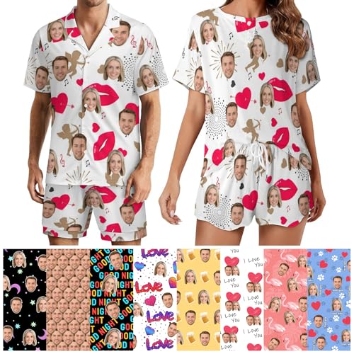 Naispanda Personalisiertes Pyjama Set für Frauen Personalisiertes Pyjama Set mit Foto für Frauen Personalisierter Foto Pyjama für Frauen Individuelle kurzärmlige Nachtwäsche Sets von Naispanda