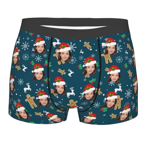 Naispanda Unterhose mit Gesicht Personalisiert Herren mit Gesicht Foto Text, Personalisierte Unterhose Männer Ehemann Freund Personalisiert Weihnachten für Geschenke Valentinstag, M von Naispanda