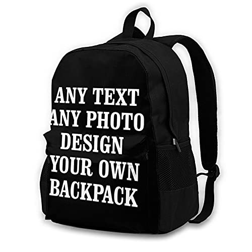 Naispanda personalisierter Rucksack, fügen Sie Ihren Fototext und Namen hinzu, personalisierbare Schultasche, personalisieren Sie Ihr eigenes Design, Rucksäcke für Damen, Herren, Kinder, Schwarz von Naispanda