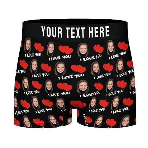 Personalisieren Sie Boxershorts für Männer mit Foto Text Logo benutzerdefinierte Herren Boxershorts Personalisierte Unterwäsche Jungen Briefs Valentinstag Geburtstag Freund Geschenk Größe - 3XL von Naispanda